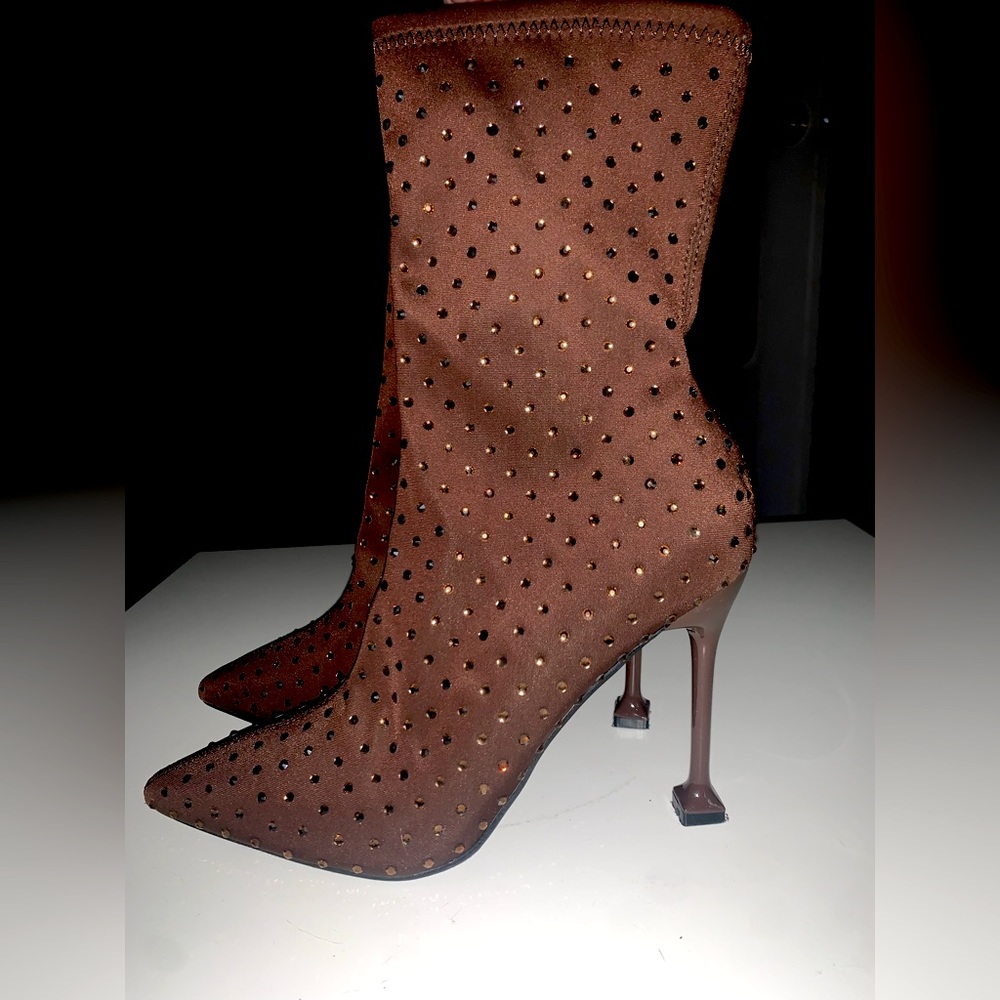 MISS LOLA Sequined Stiletto Ankle Boots